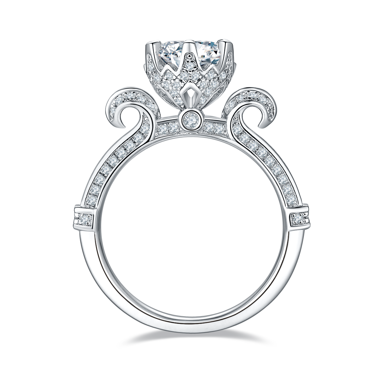 Swan Lake S925 Silver Plated Platinum Moissanite Diamond Women's Ring 1 Carat D-Class